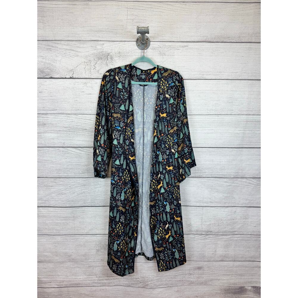 Summer Salt Women's Navy Wildlife Forest Graphic Printed Robe Size XS/S